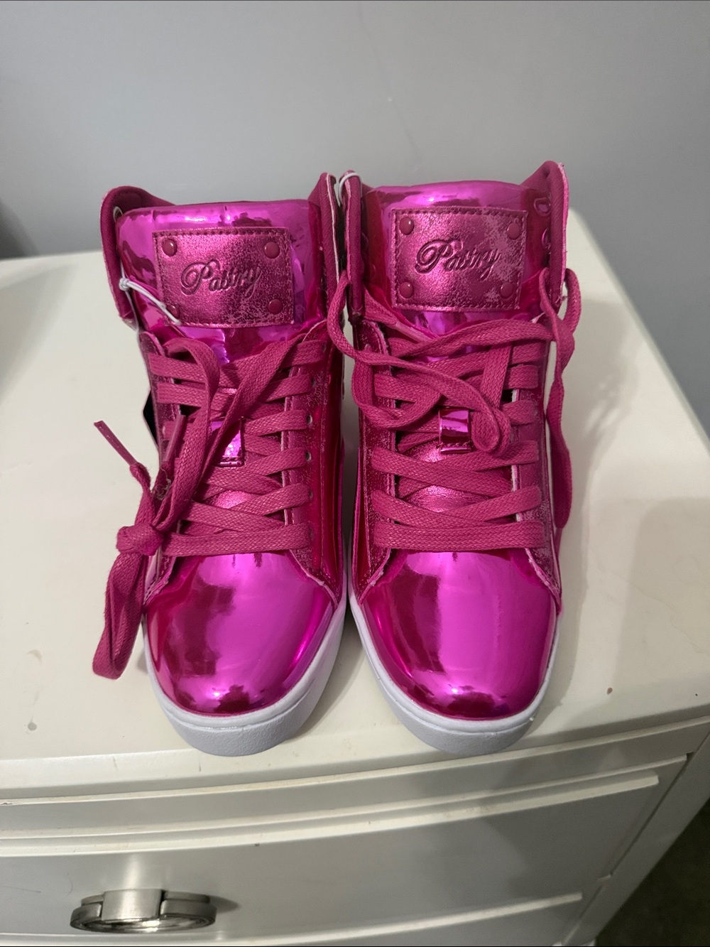NWT-Pastry Metallic Hot Pink High-Top Sneakers—Size 6M